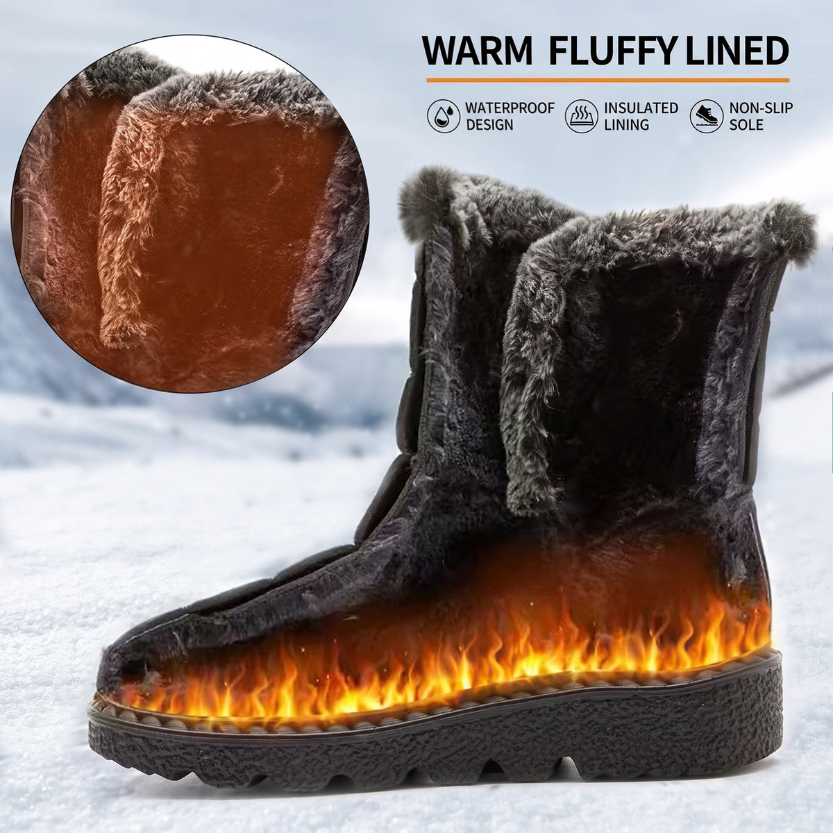 Women's Faux Fur Trimmed Winter Snow Boots