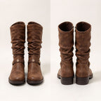 Women's Retro Slouch Buckle Mid-Calf Boots